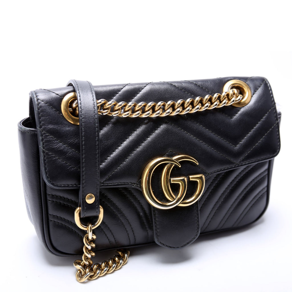 446744 Marmont Leather Shoulder Mini Flap Black