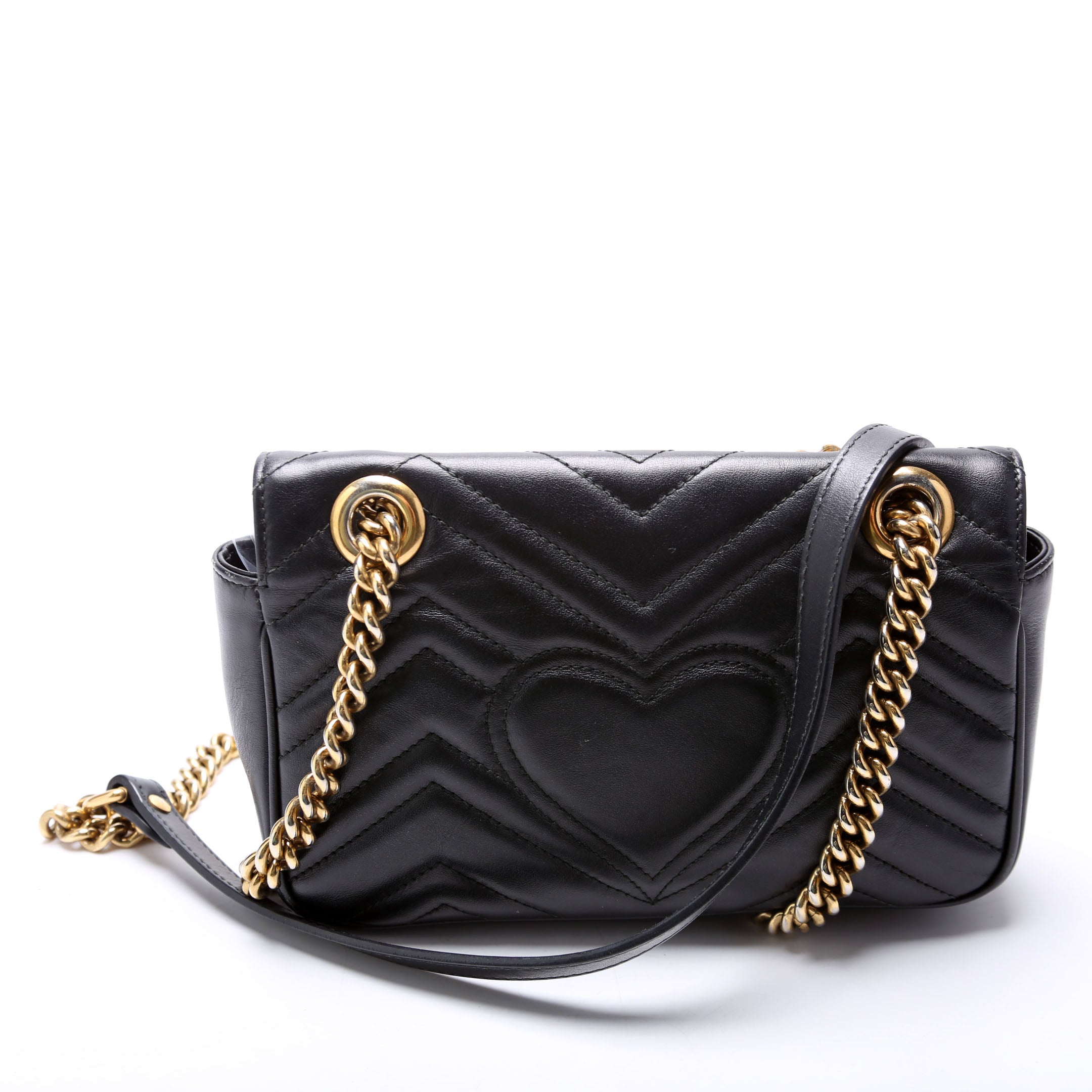 446744 Marmont Leather Shoulder Mini Flap Black