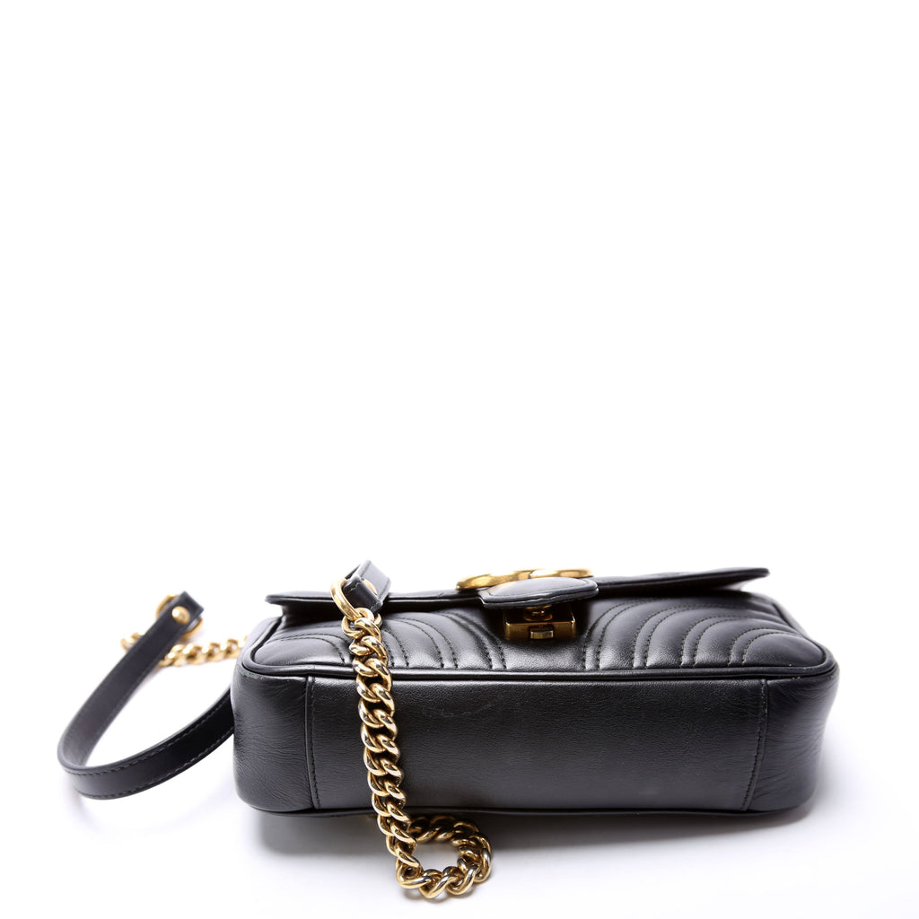446744 Marmont Leather Shoulder Mini Flap Black