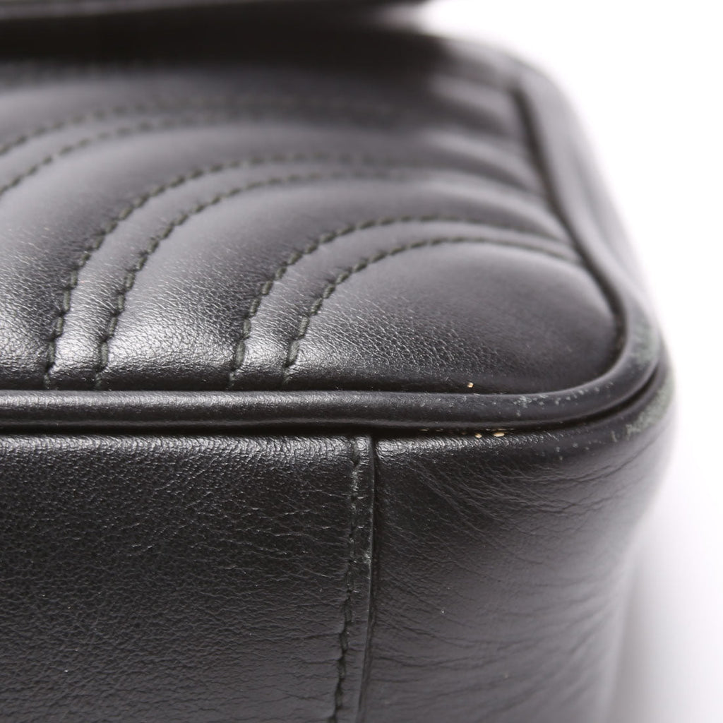 446744 Marmont Leather Shoulder Mini Flap Black