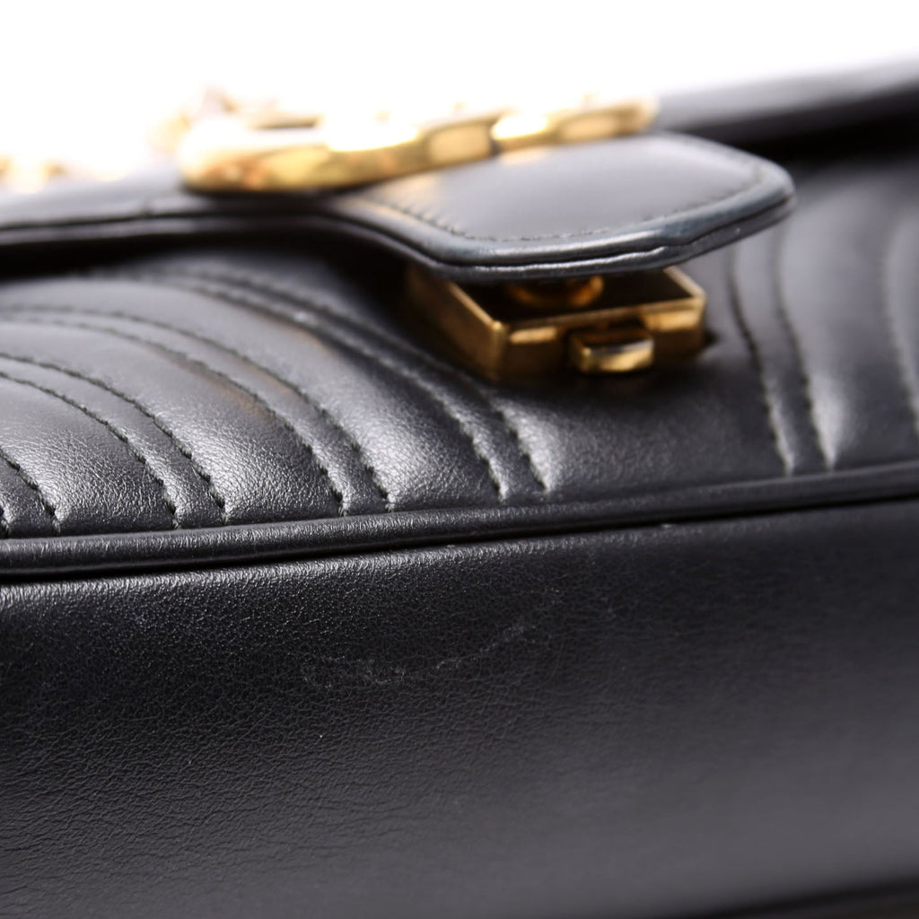 446744 Marmont Leather Shoulder Mini Flap Black