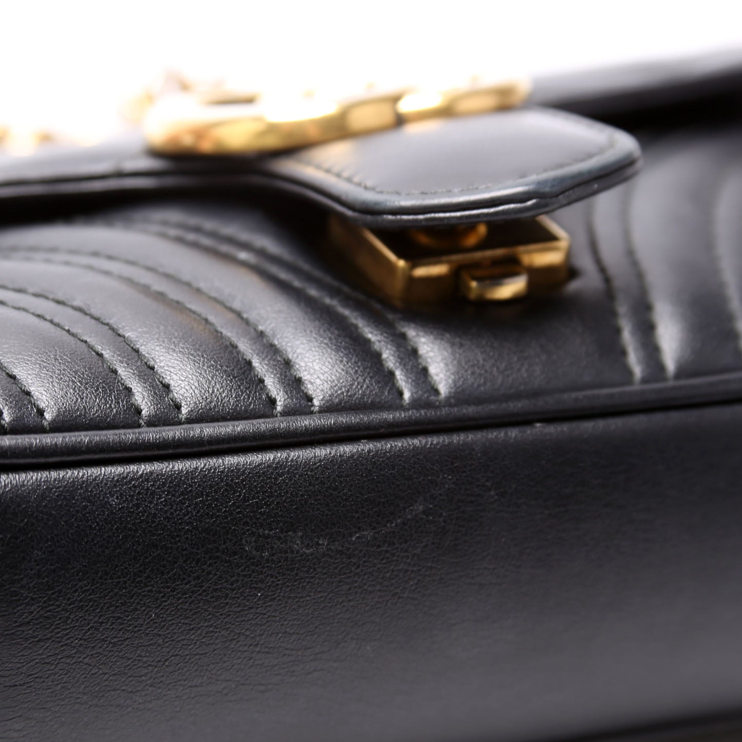 446744 Marmont Leather Shoulder Mini Flap Black
