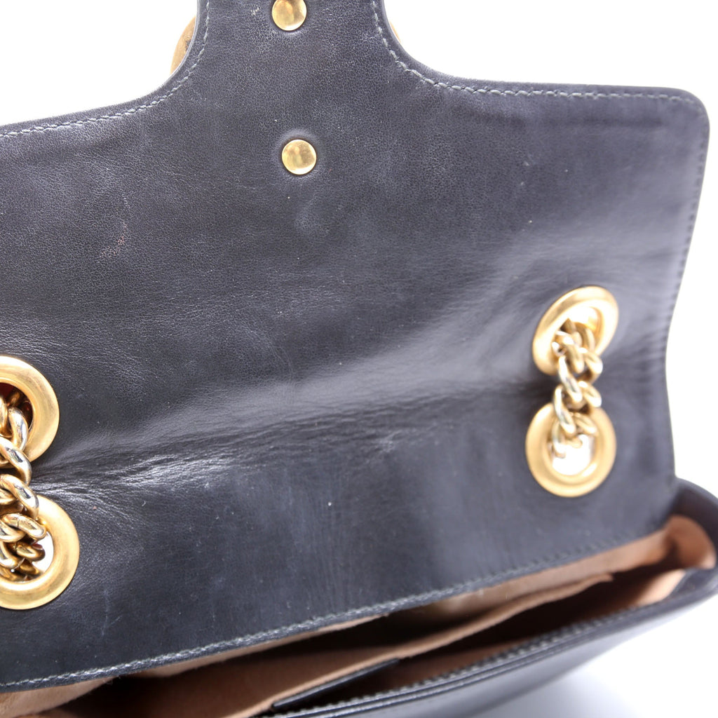 446744 Marmont Leather Shoulder Mini Flap Black