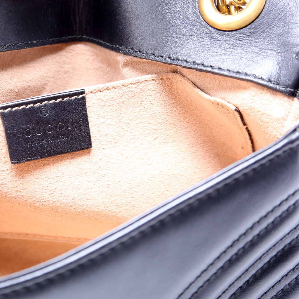 446744 Marmont Leather Shoulder Mini Flap Black