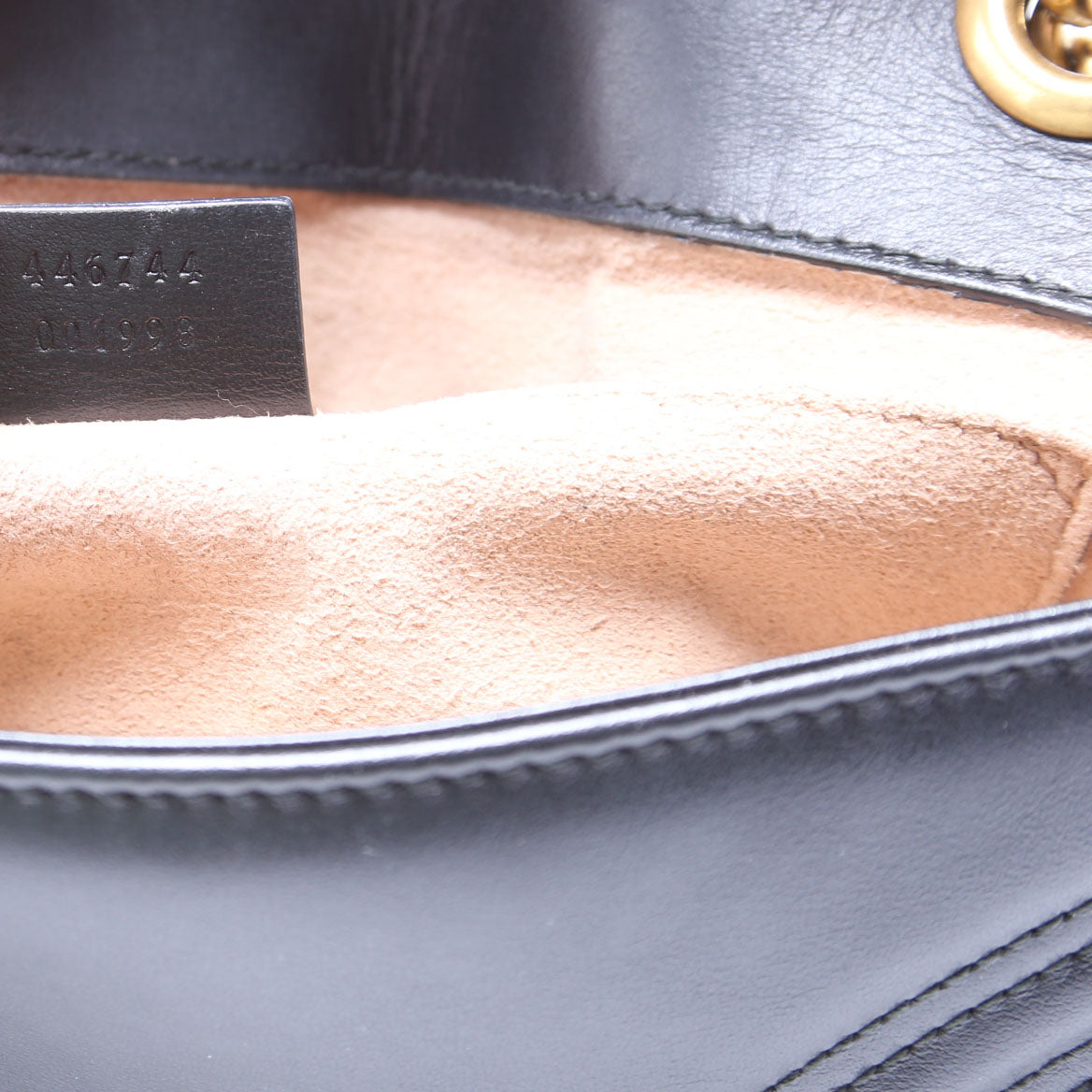446744 Marmont Leather Shoulder Mini Flap Black