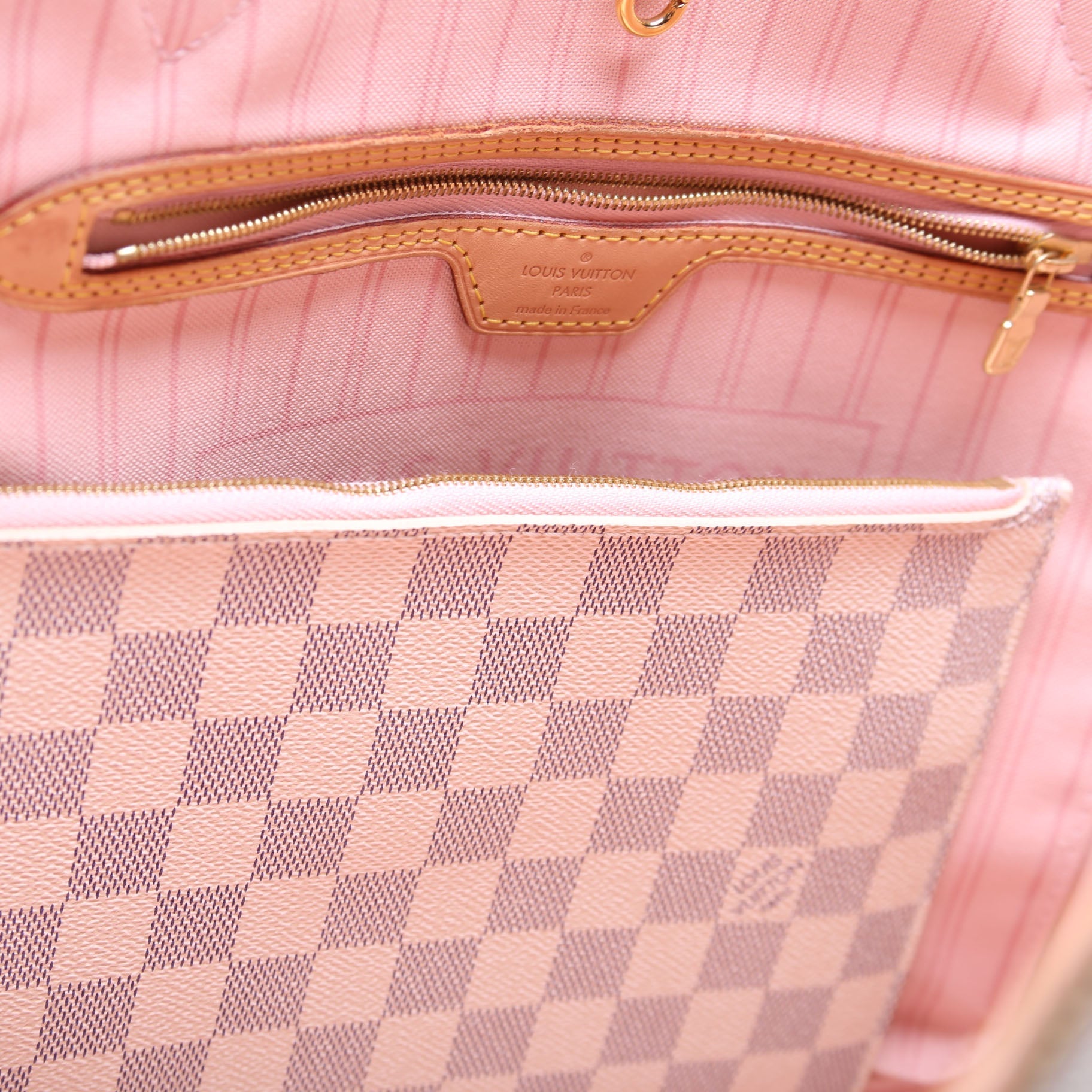 Neverfull W/Wallet MM Damier Azur Pink