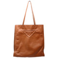 Soft Calfskin Triangle Logo Shopper Tote Brown