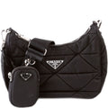 1BC151 Padded Re-Nylon Shoulder Bag Black