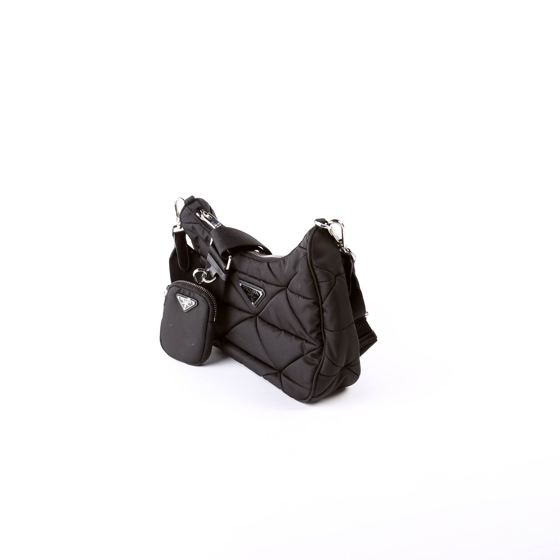 1BC151 Padded Re-Nylon Shoulder Bag Black