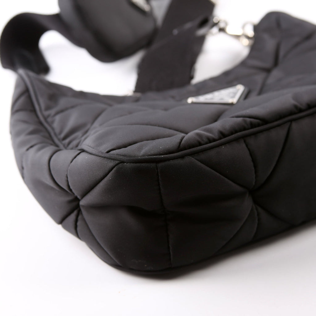1BC151 Padded Re-Nylon Shoulder Bag Black