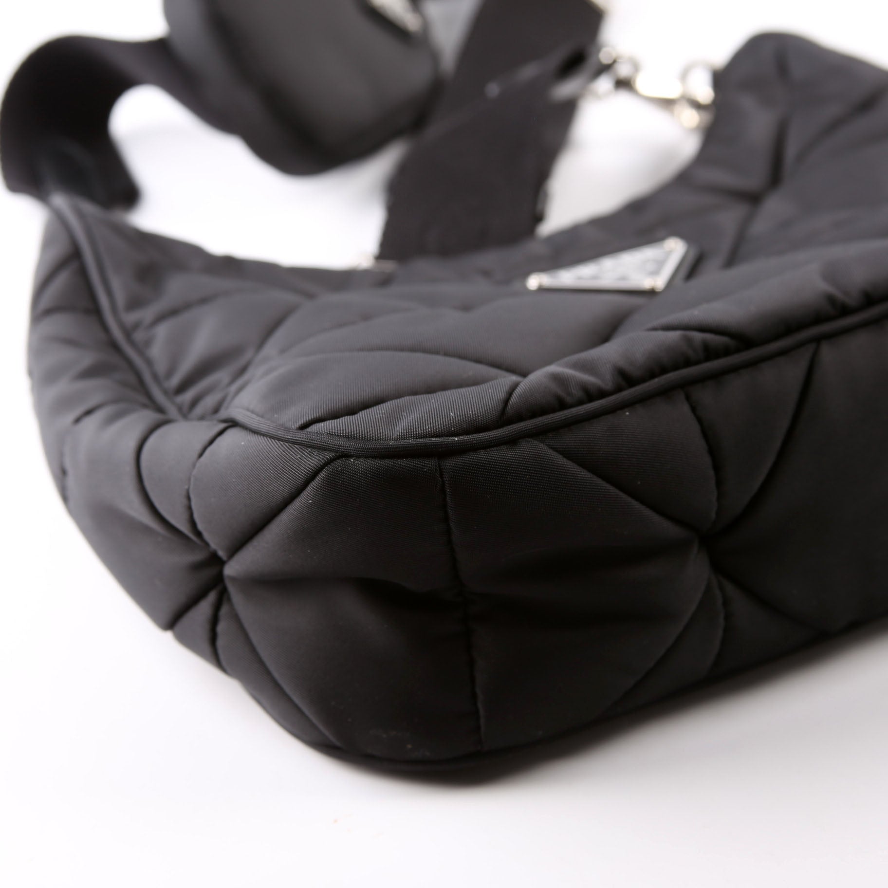 1BC151 Padded Re-Nylon Shoulder Bag Black