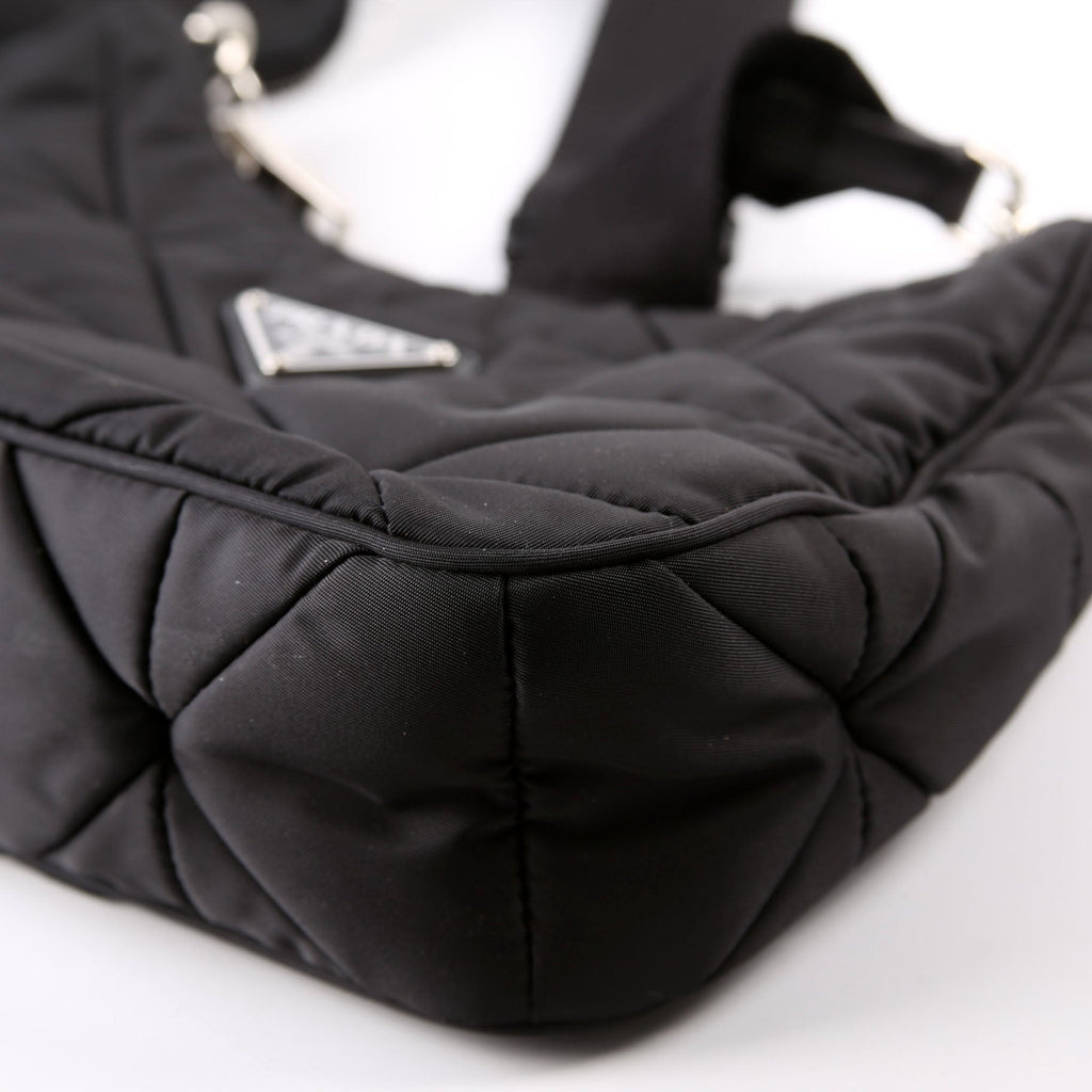1BC151 Padded Re-Nylon Shoulder Bag Black