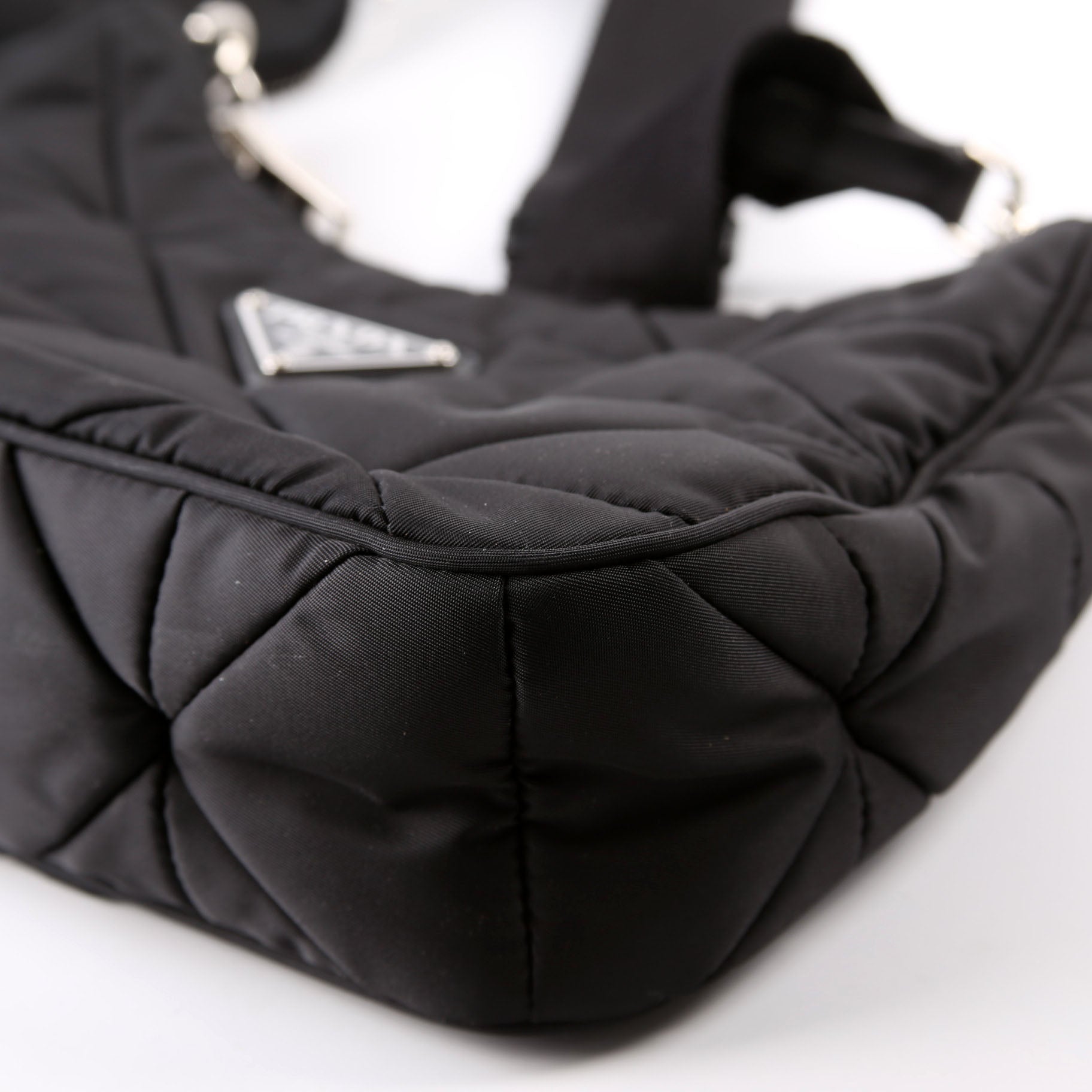 1BC151 Padded Re-Nylon Shoulder Bag Black