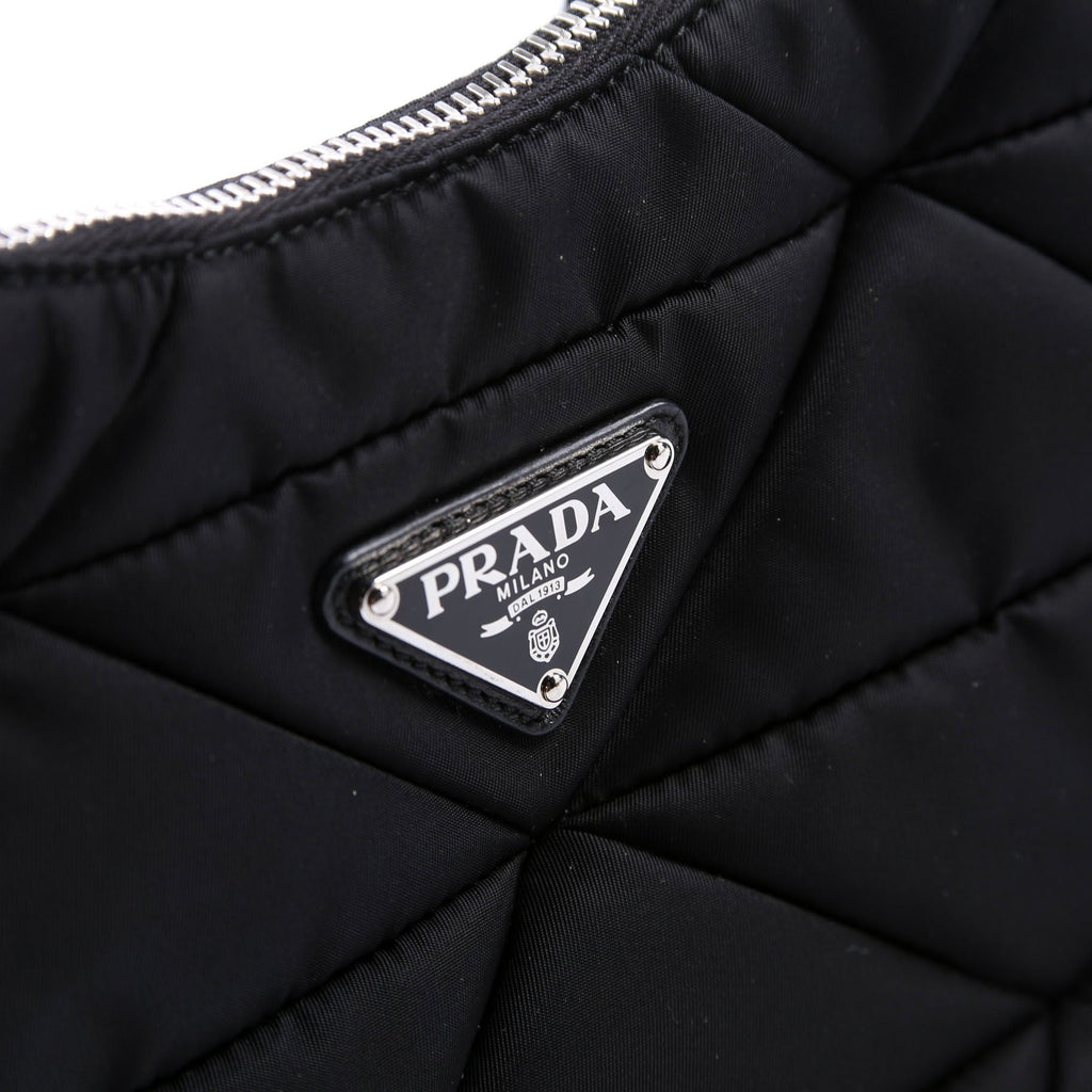 1BC151 Padded Re-Nylon Shoulder Bag Black