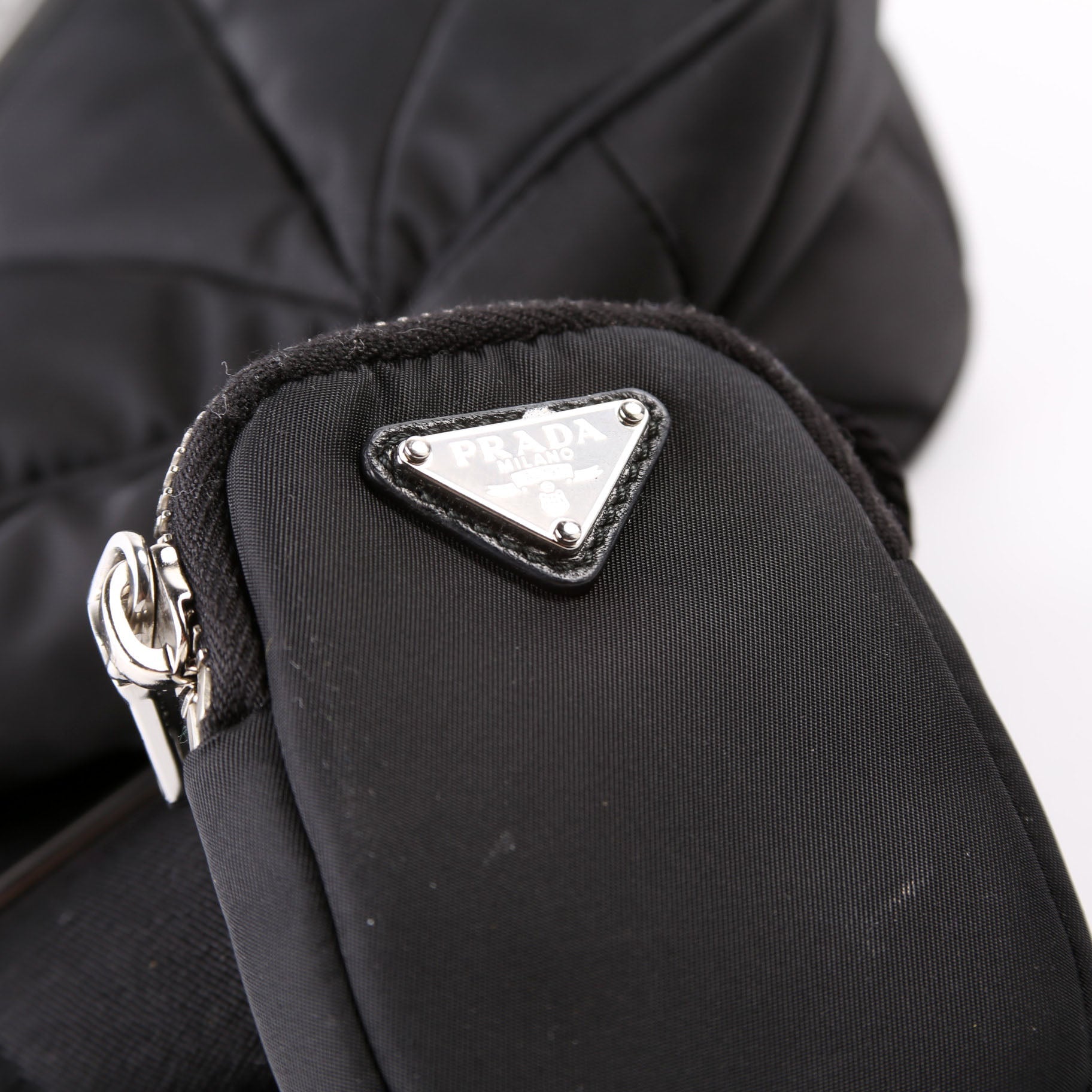 1BC151 Padded Re-Nylon Shoulder Bag Black