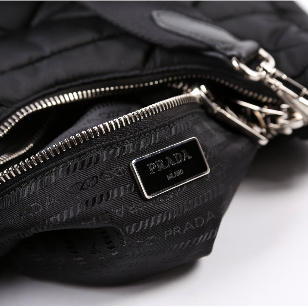 1BC151 Padded Re-Nylon Shoulder Bag Black