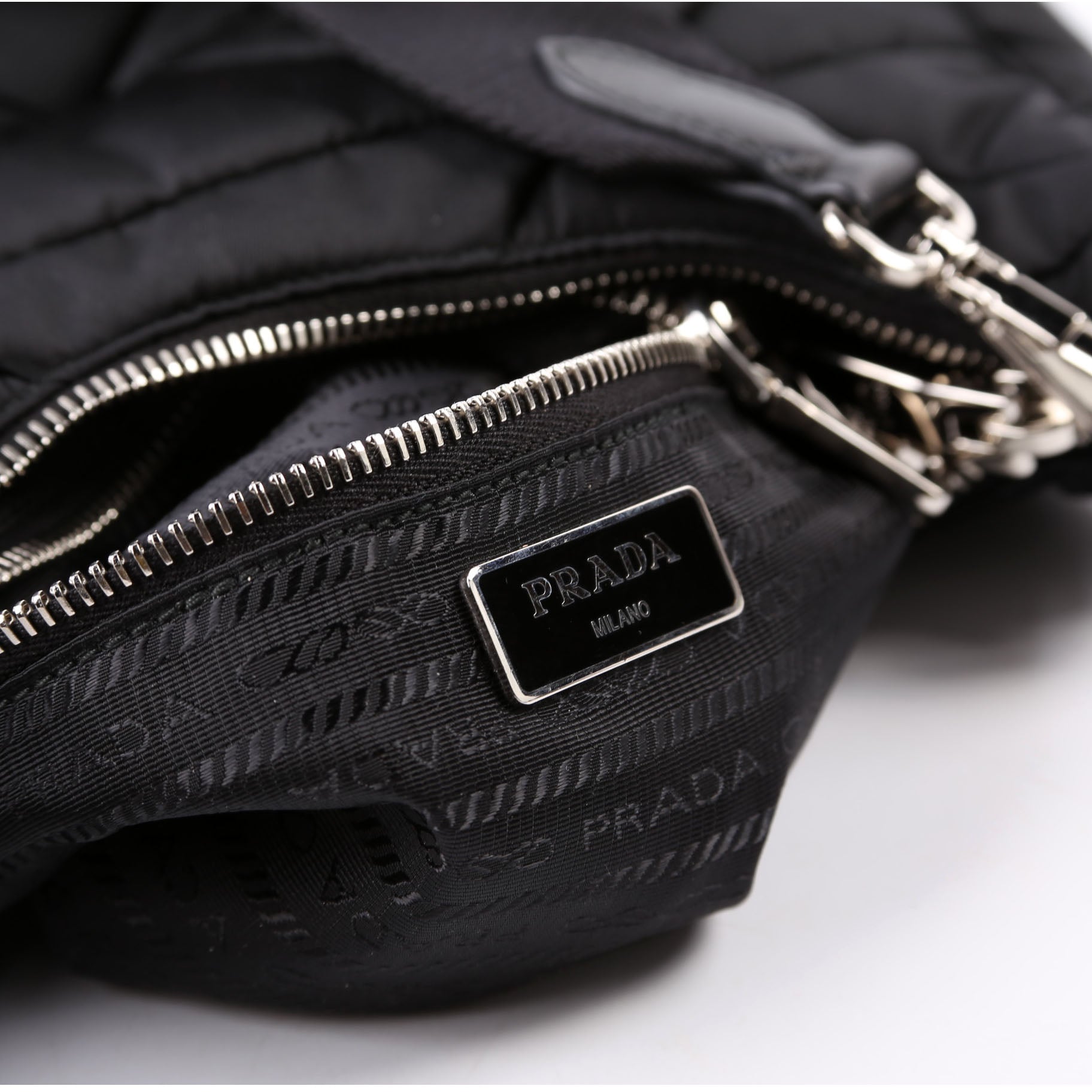 1BC151 Padded Re-Nylon Shoulder Bag Black