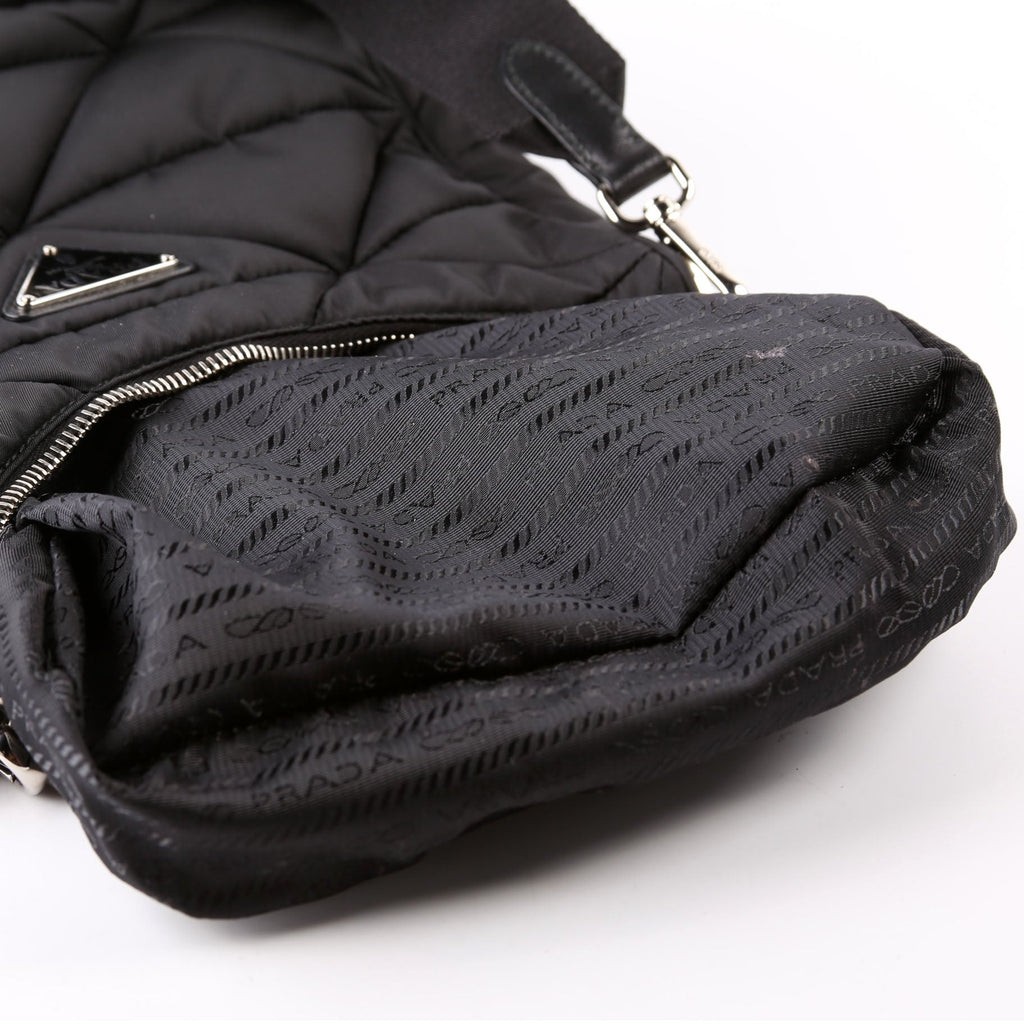 1BC151 Padded Re-Nylon Shoulder Bag Black