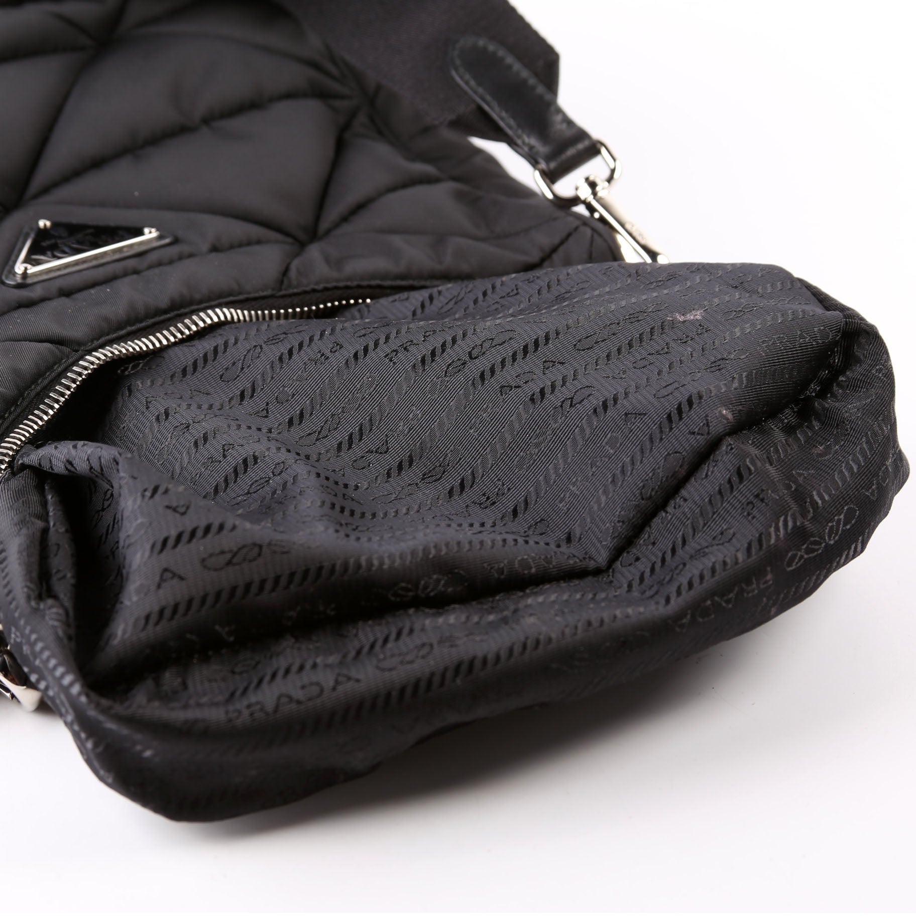 1BC151 Padded Re-Nylon Shoulder Bag Black