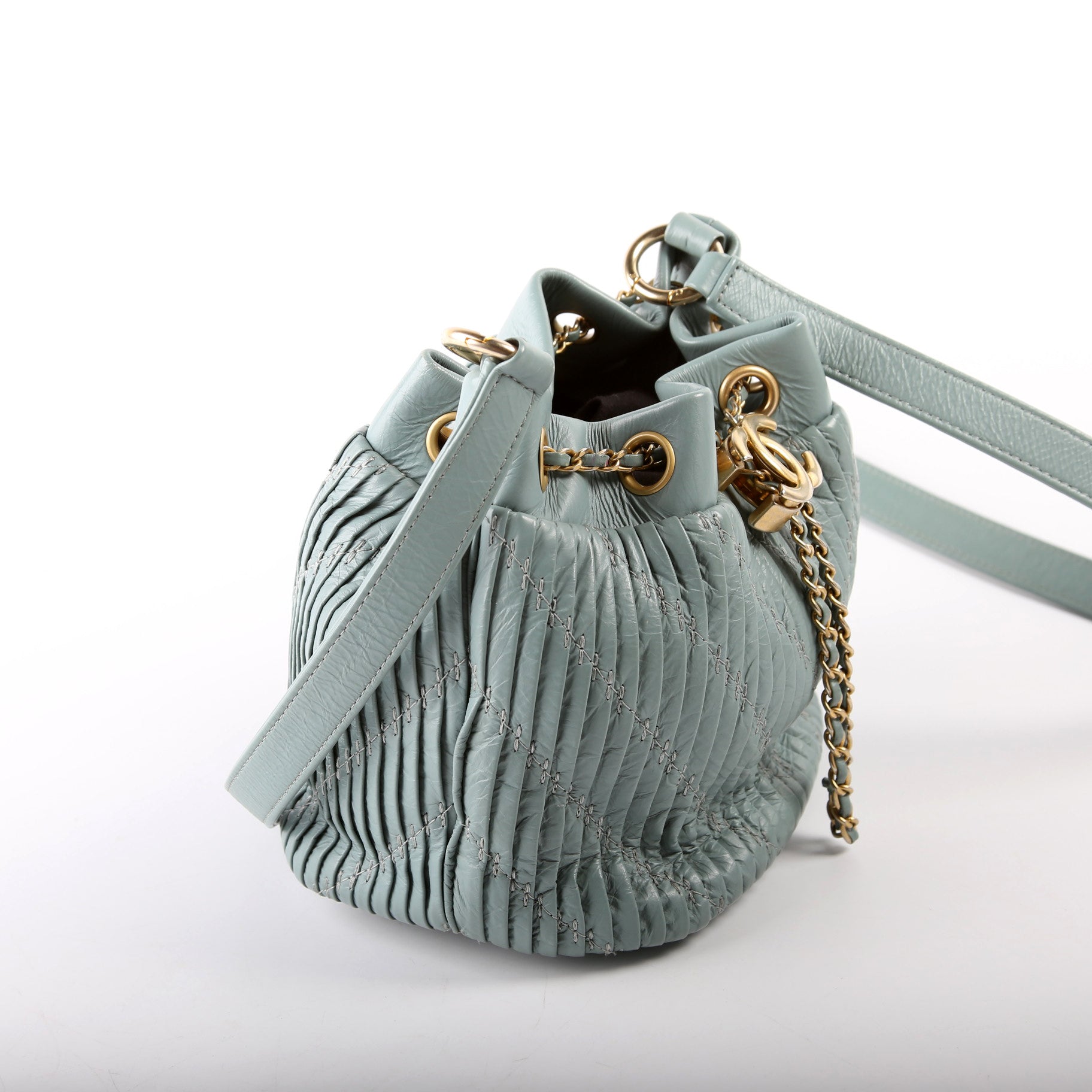 Coco Pleats Drawstring Bag 24M Blue