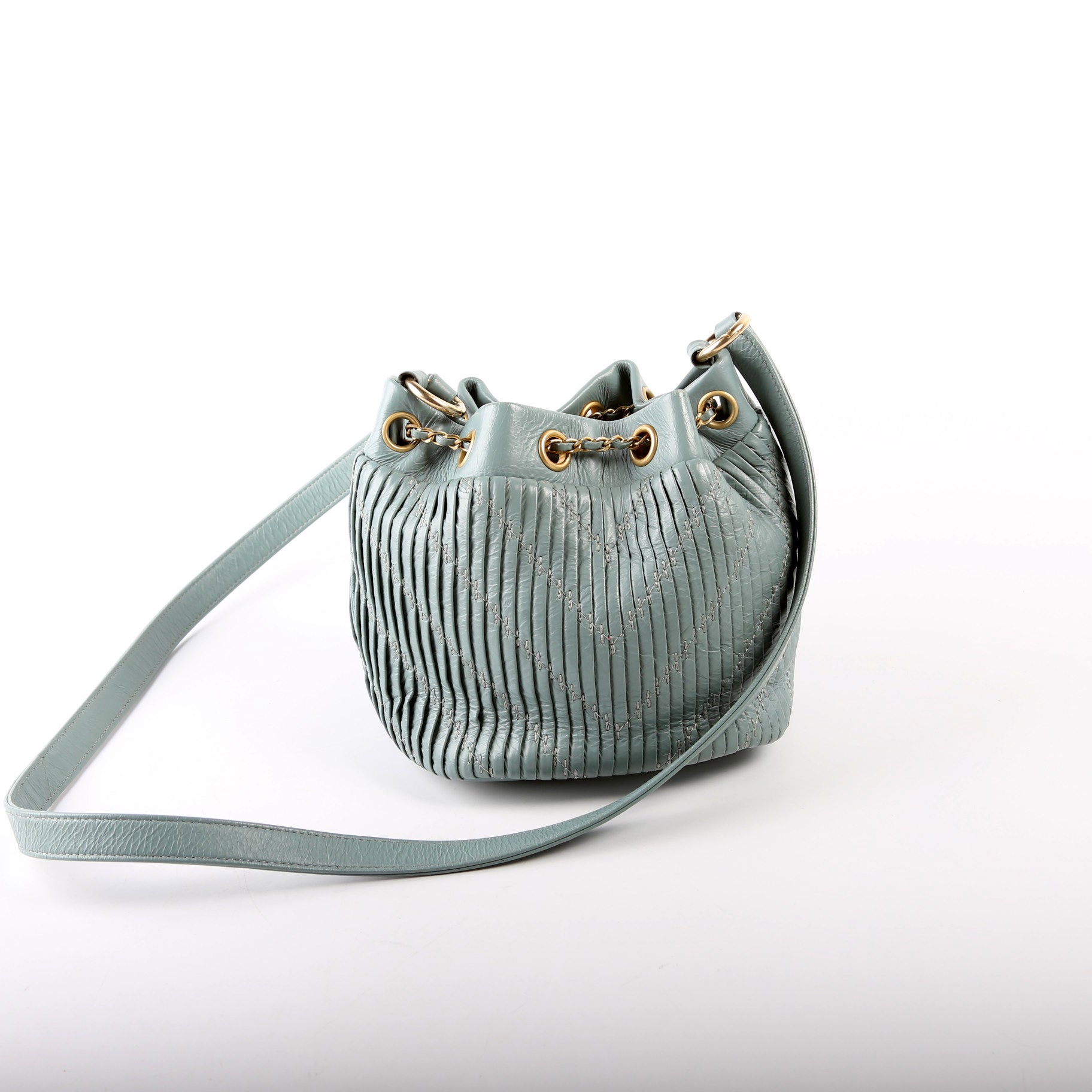 Coco Pleats Drawstring Bag 24M Blue