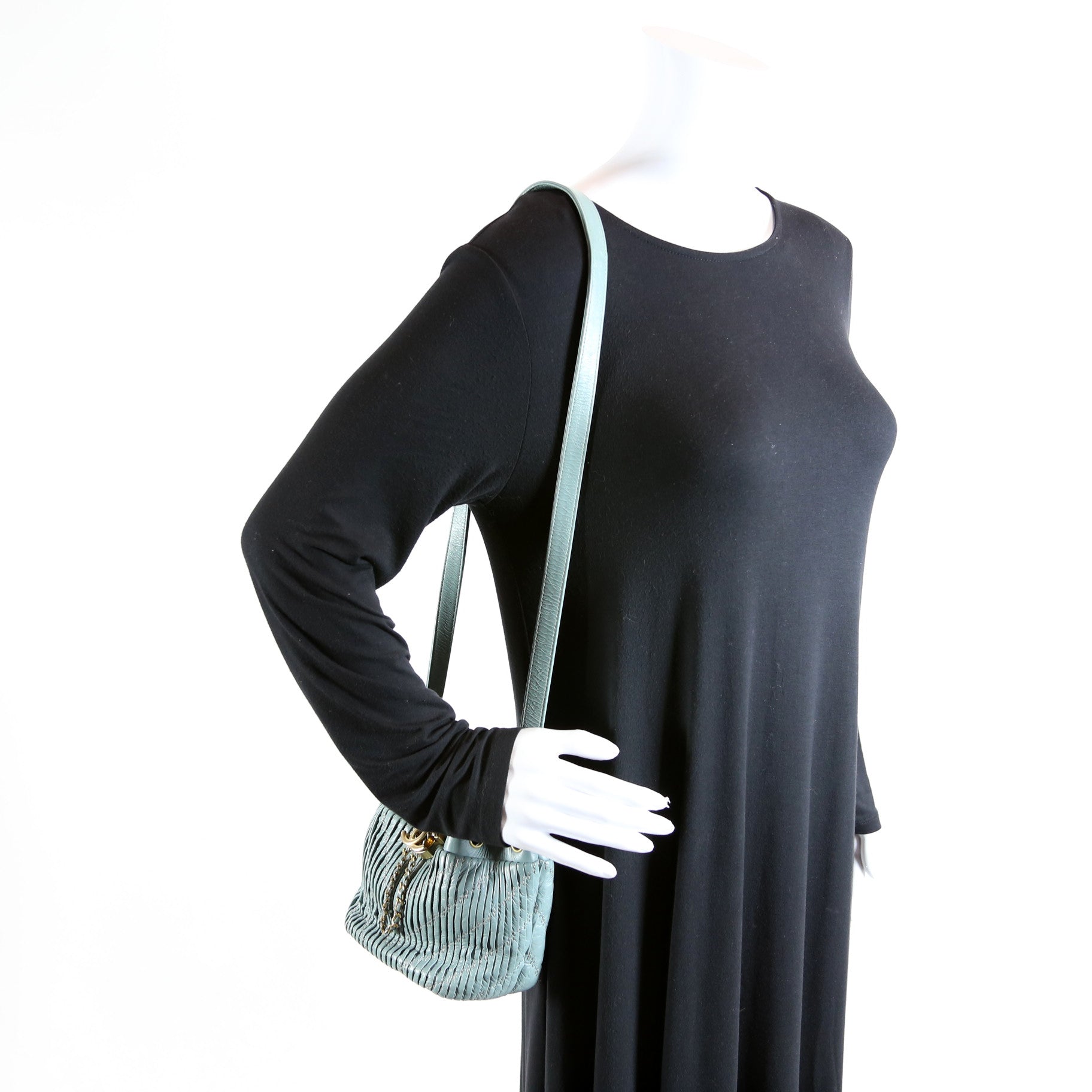 Coco Pleats Drawstring Bag 24M Blue