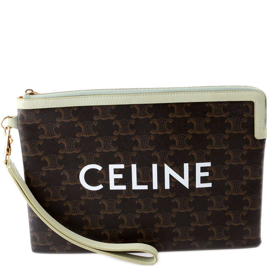 Triomphe Canvas Logo Small Pouch Brown
