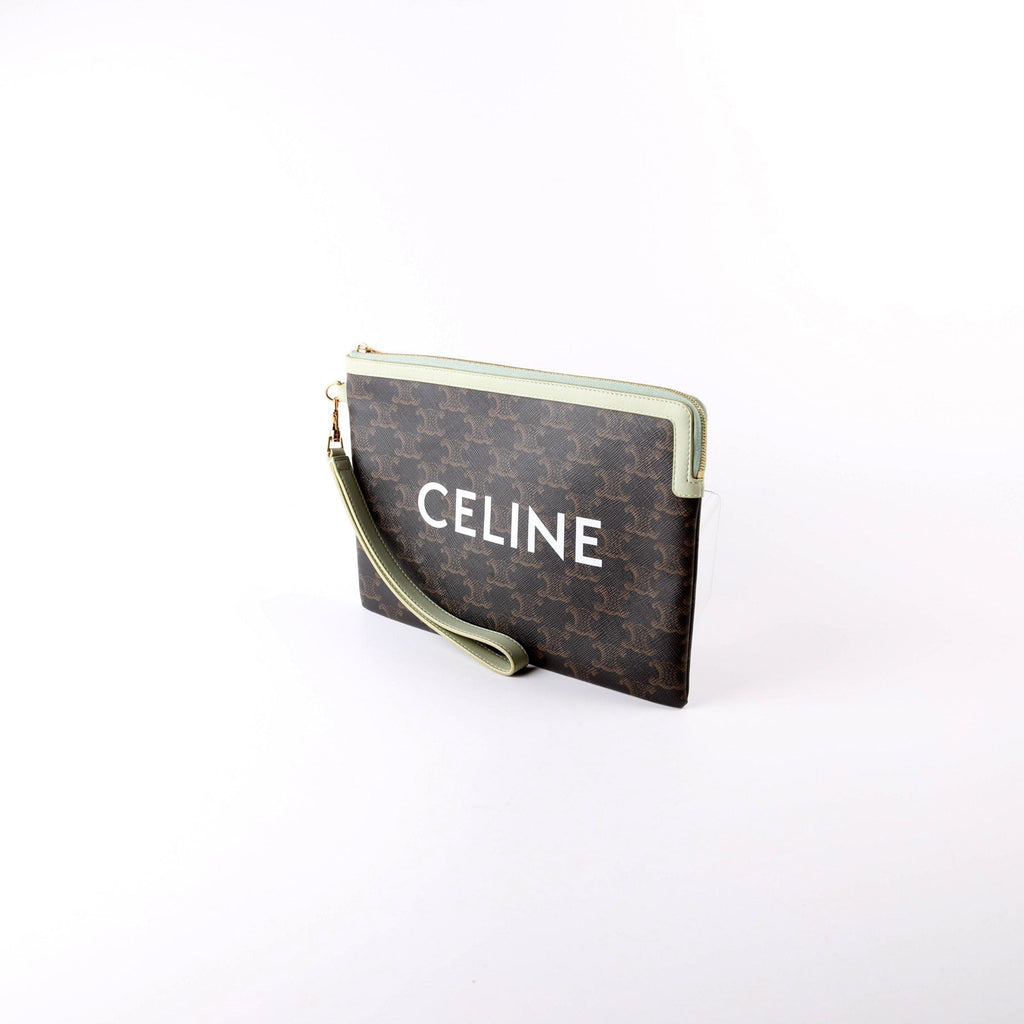 Triomphe Canvas Logo Small Pouch Brown