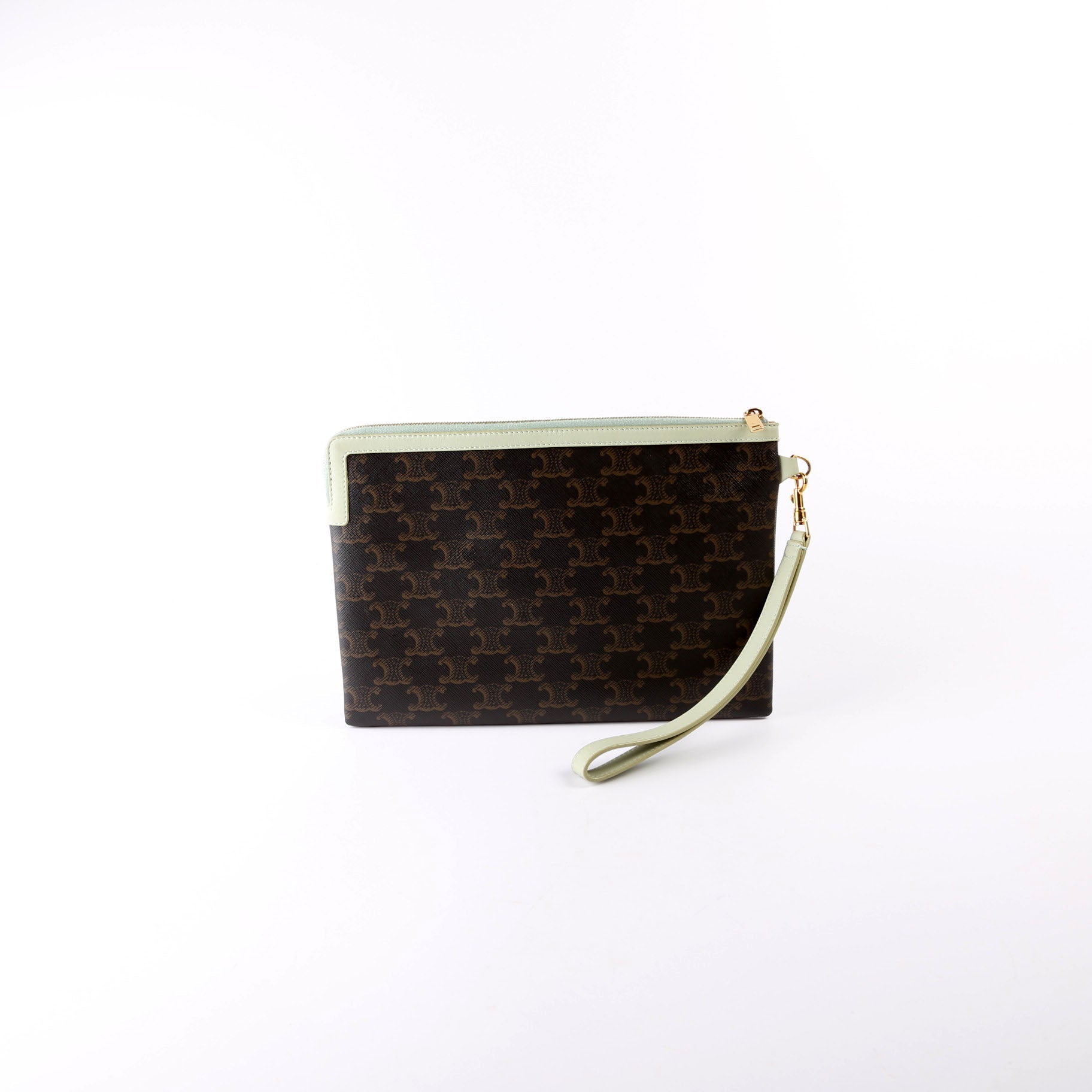 Triomphe Canvas Logo Small Pouch Brown