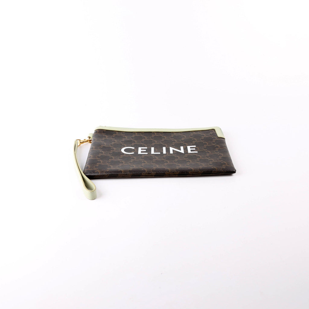 Triomphe Canvas Logo Small Pouch Brown