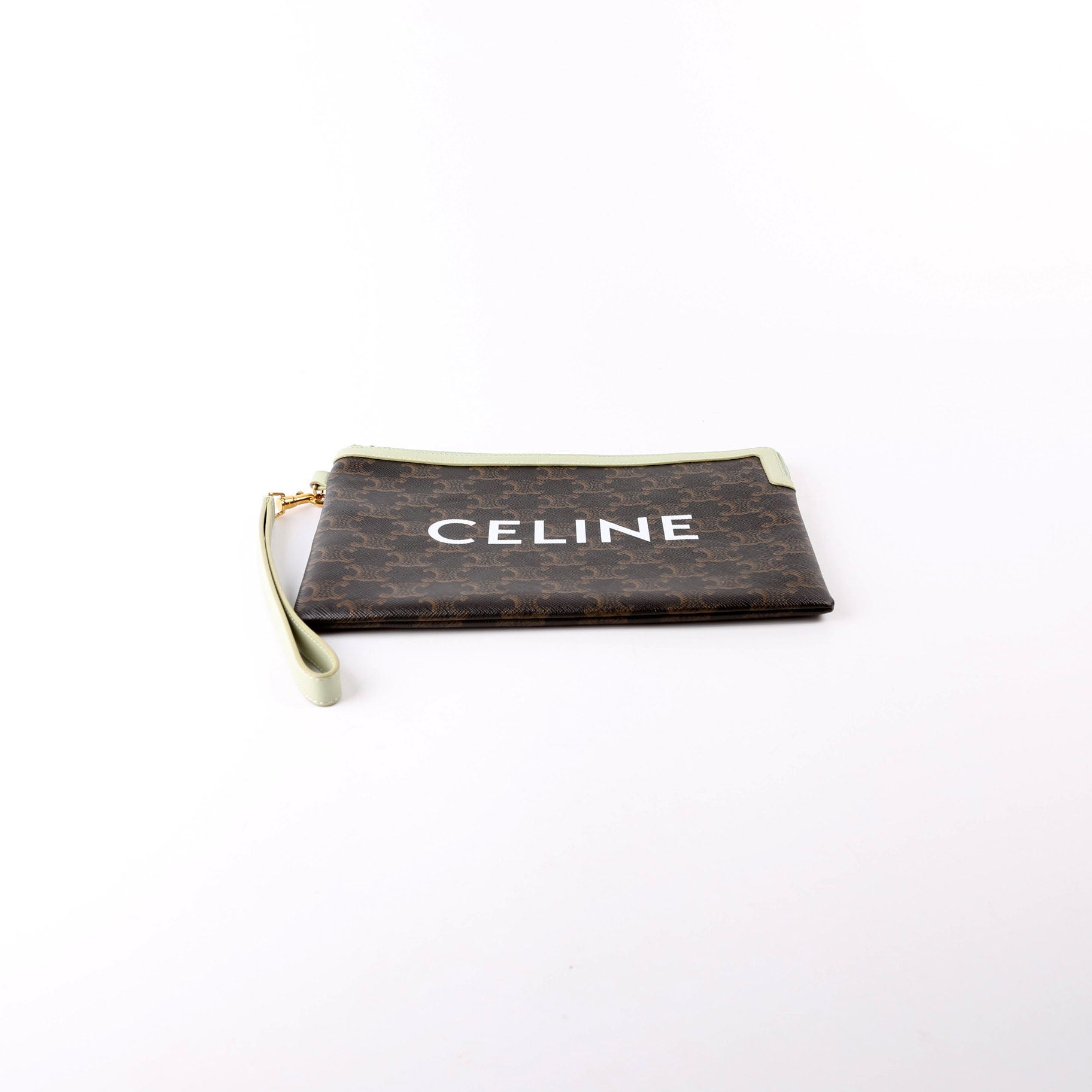 Triomphe Canvas Logo Small Pouch Brown