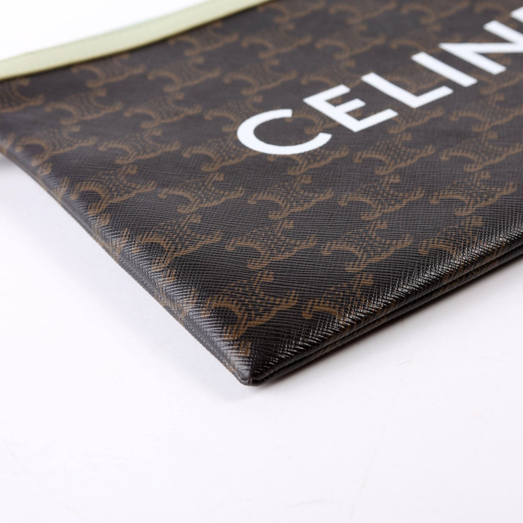 Triomphe Canvas Logo Small Pouch Brown