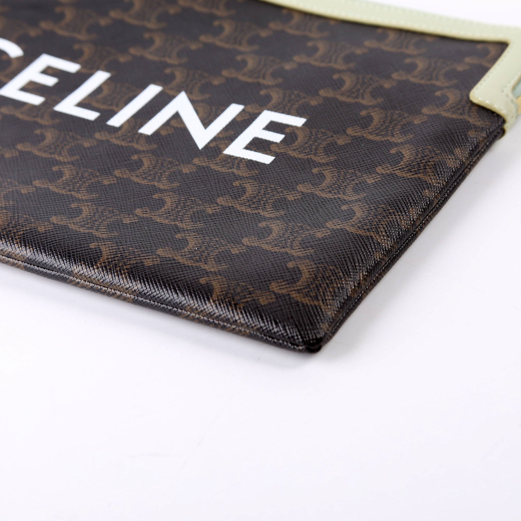 Triomphe Canvas Logo Small Pouch Brown
