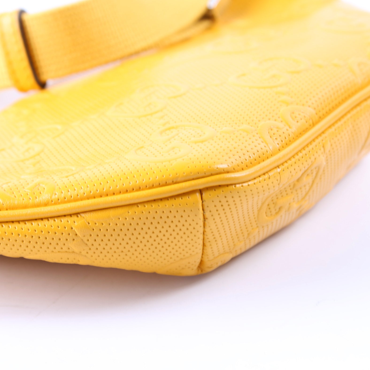 656582 GG Embossed Belt Bag Yellow