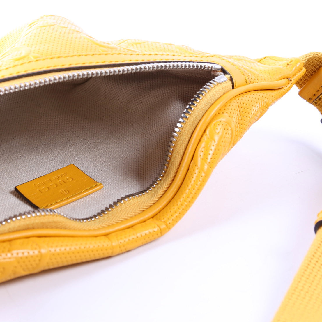 656582 GG Embossed Belt Bag Yellow