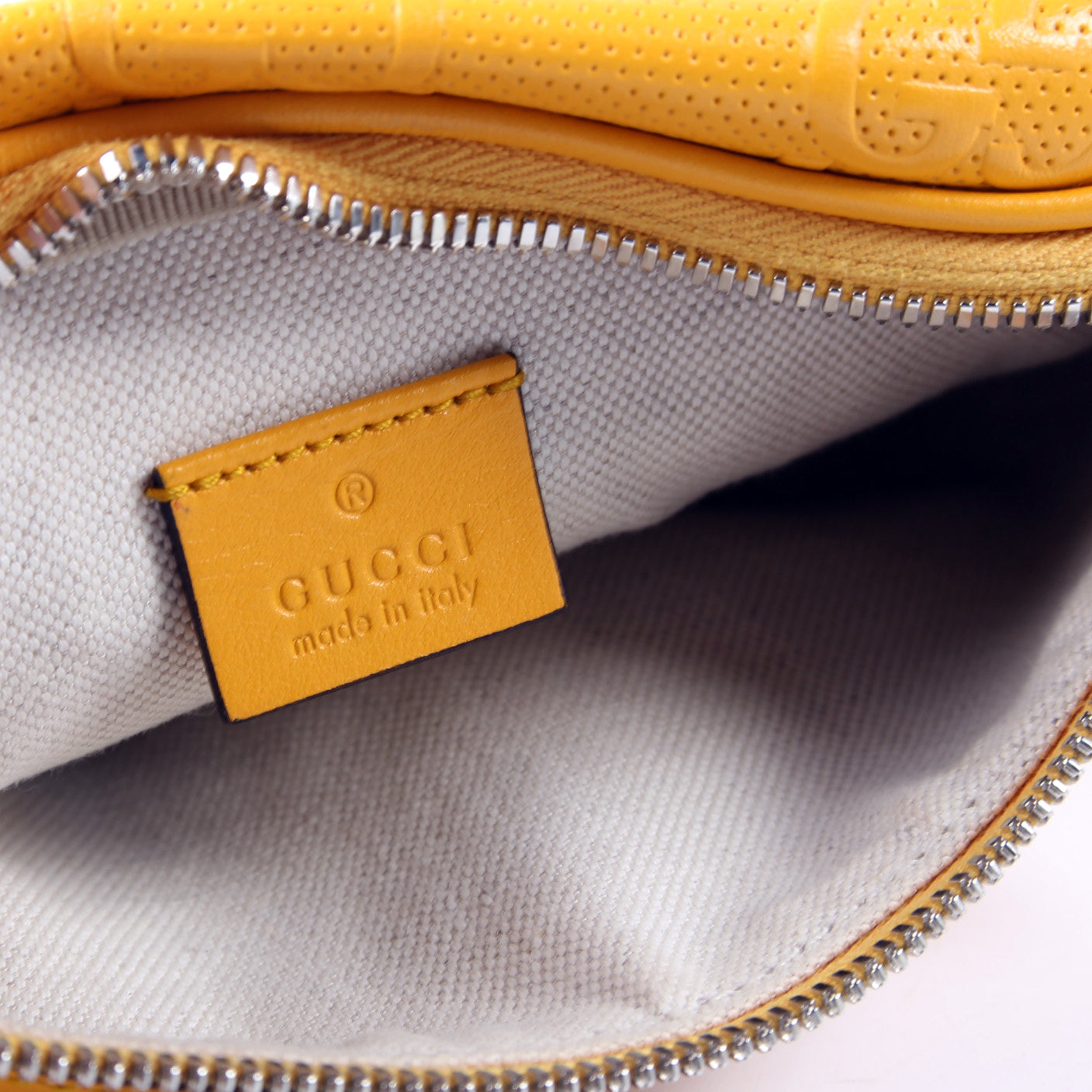 656582 GG Embossed Belt Bag Yellow