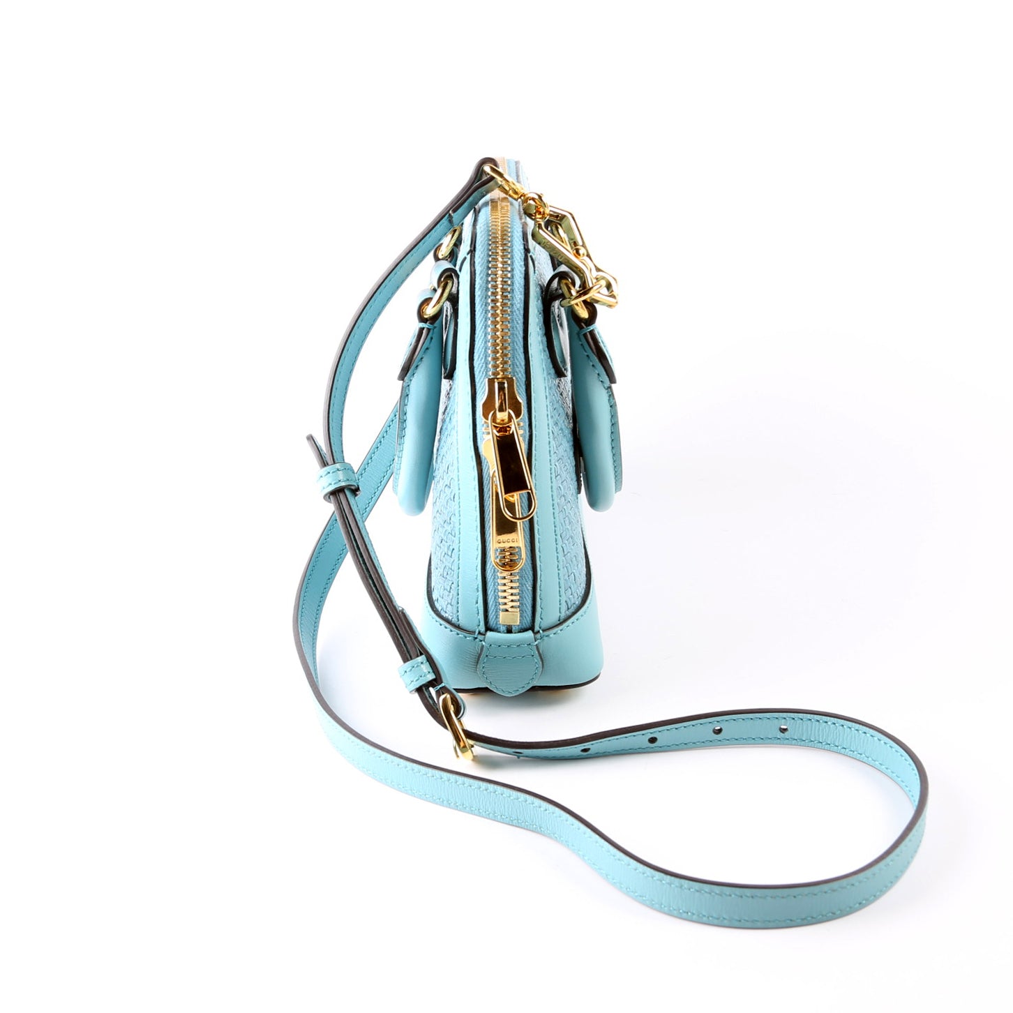 Gucci 640716 Horsebit 1955 Mini Top Handle Raffia Teal