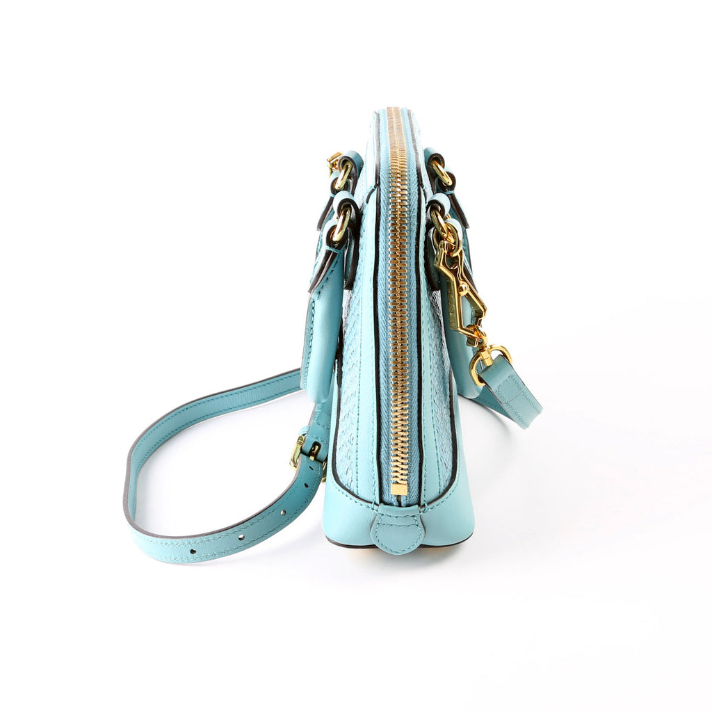 Gucci 640716 Horsebit 1955 Mini Top Handle Raffia Teal
