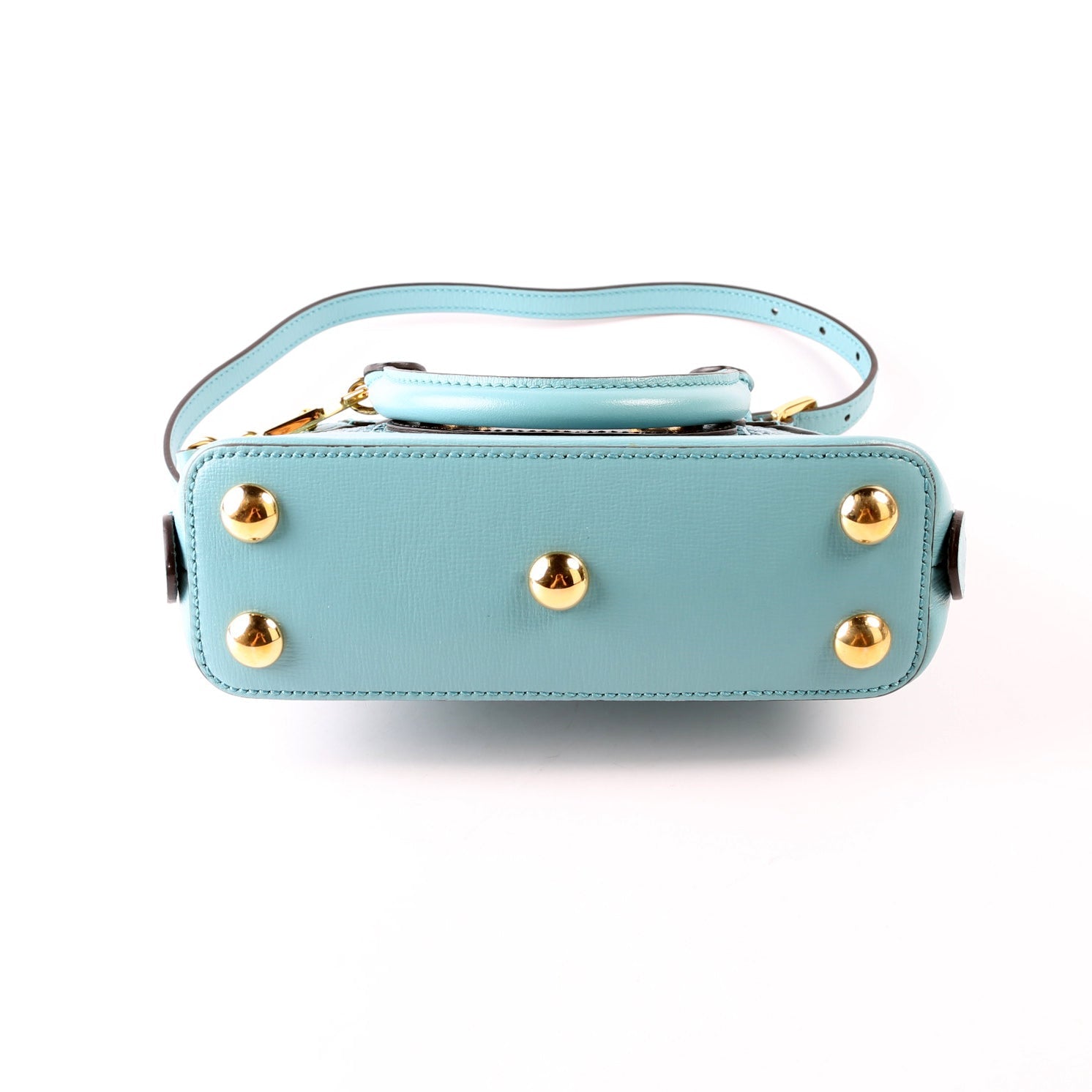 Gucci 640716 Horsebit 1955 Mini Top Handle Raffia Teal
