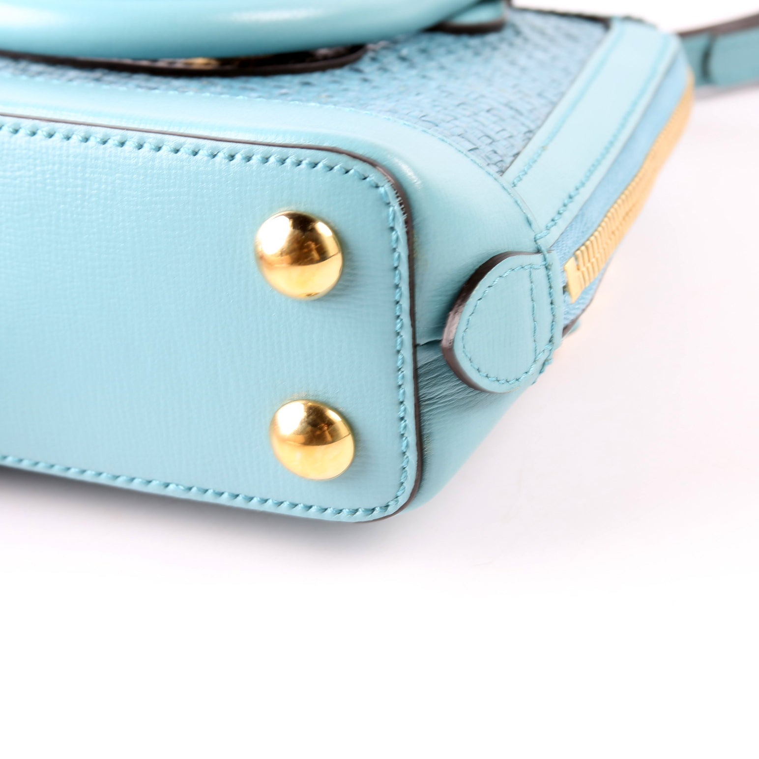 Gucci 640716 Horsebit 1955 Mini Top Handle Raffia Teal