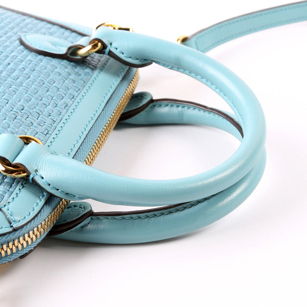 Gucci 640716 Horsebit 1955 Mini Top Handle Raffia Teal