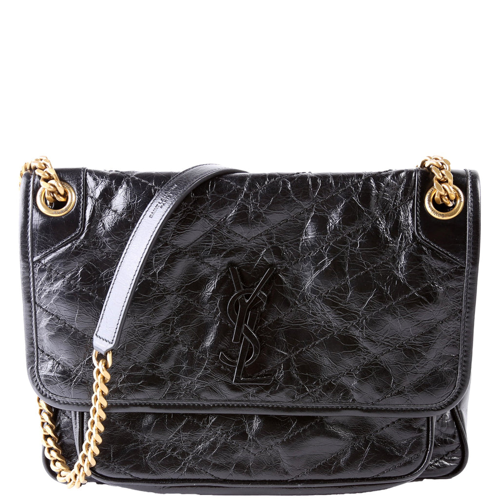 Niki Medium Crinkle Leather Black