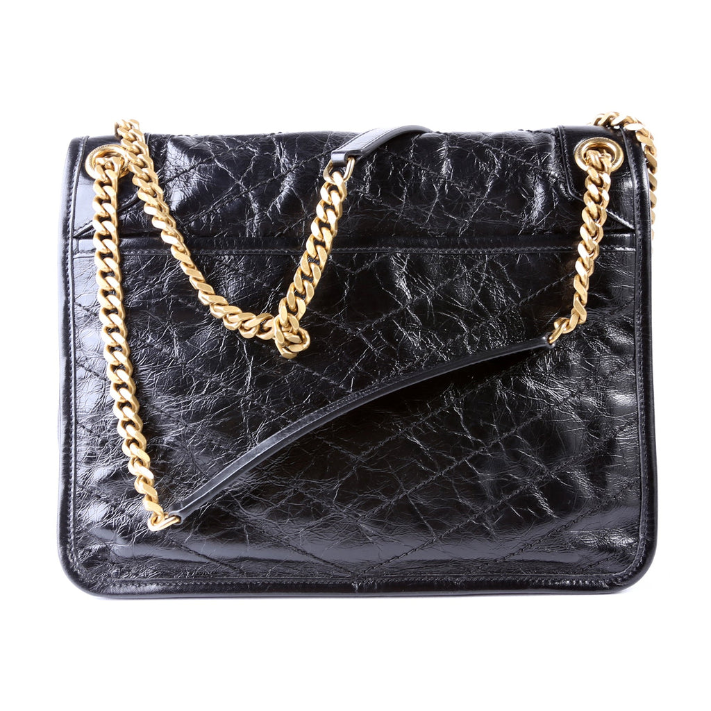 Niki Medium Crinkle Leather Black