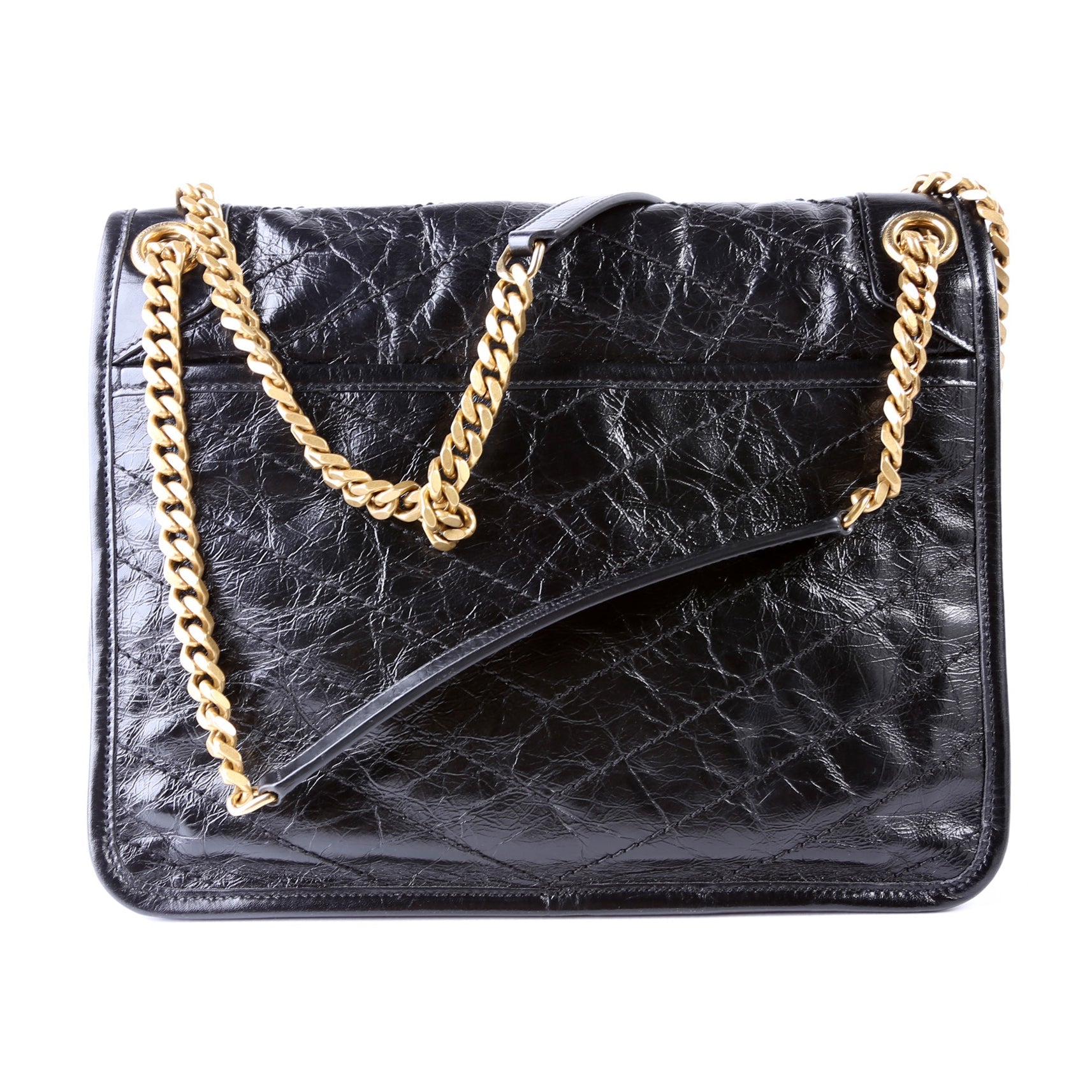 Niki Medium Crinkle Leather Black
