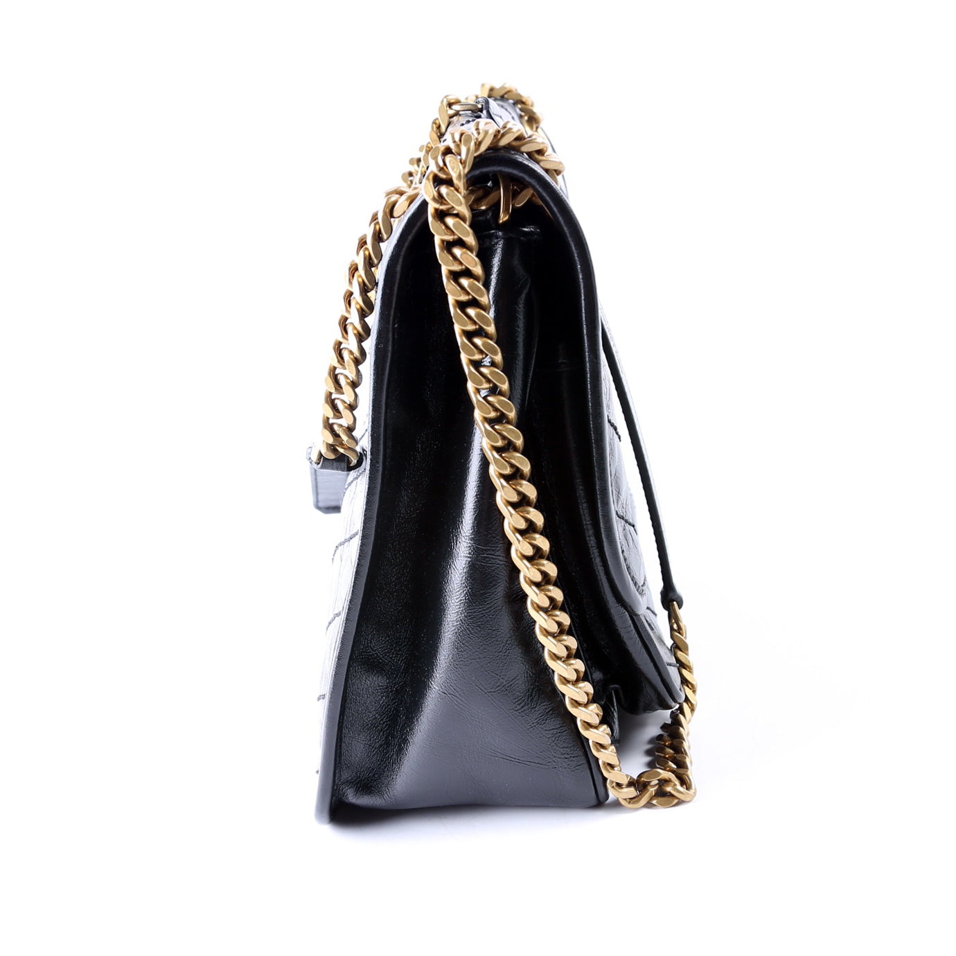 Niki Medium Crinkle Leather Black