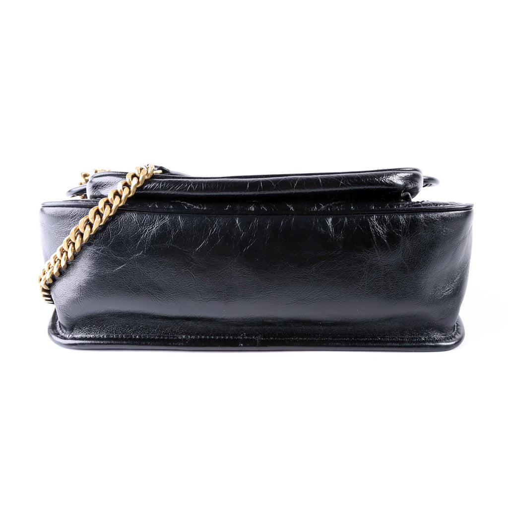 Niki Medium Crinkle Leather Black