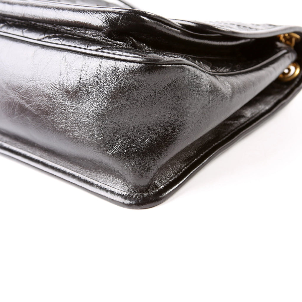 Niki Medium Crinkle Leather Black