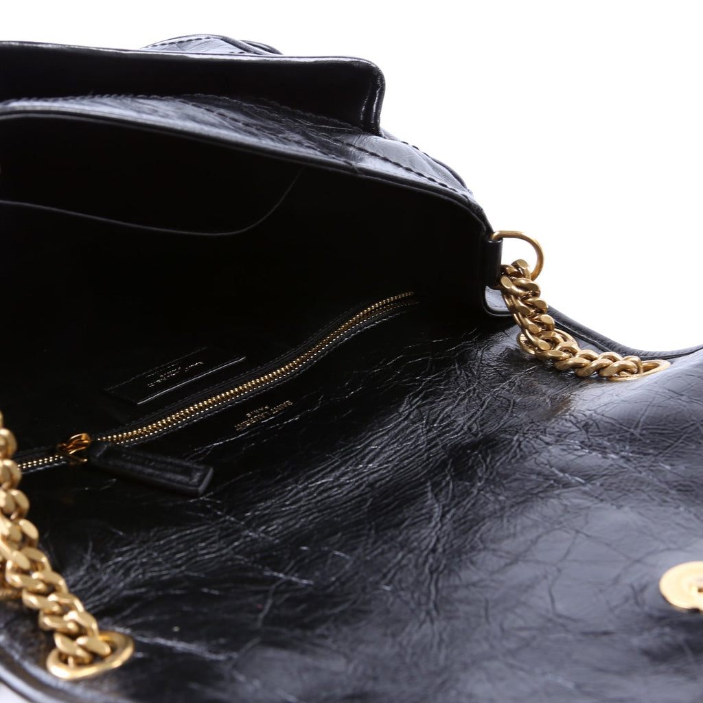 Niki Medium Crinkle Leather Black