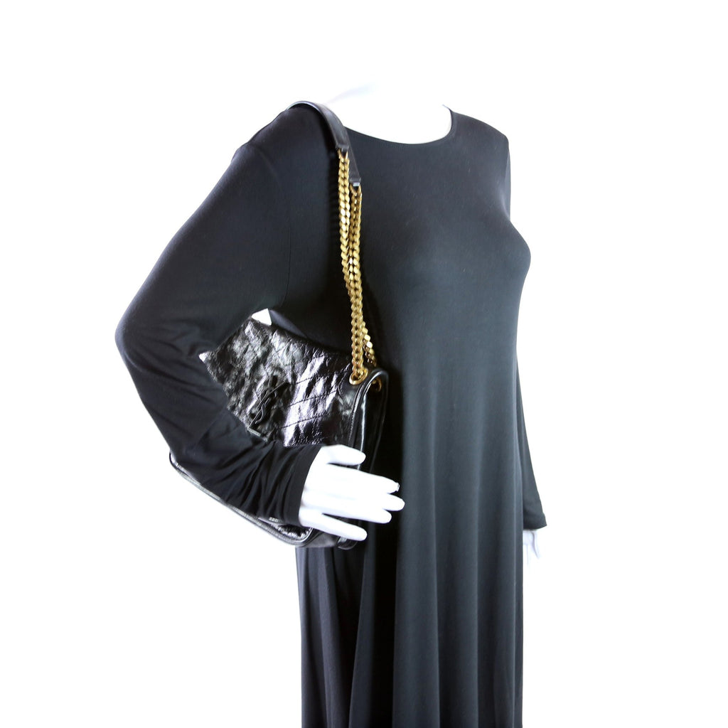 Niki Medium Crinkle Leather Black
