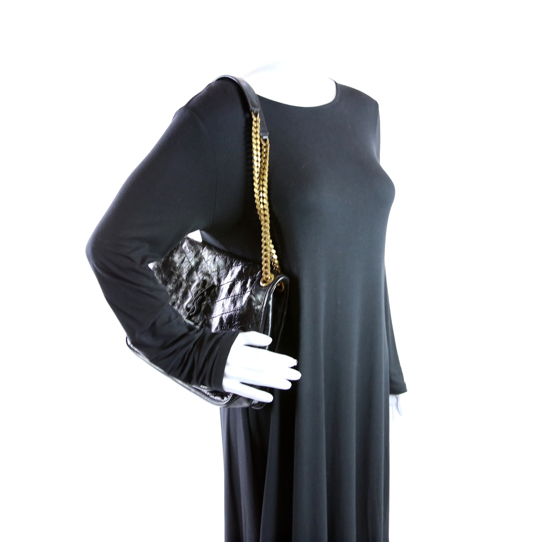 Niki Medium Crinkle Leather Black